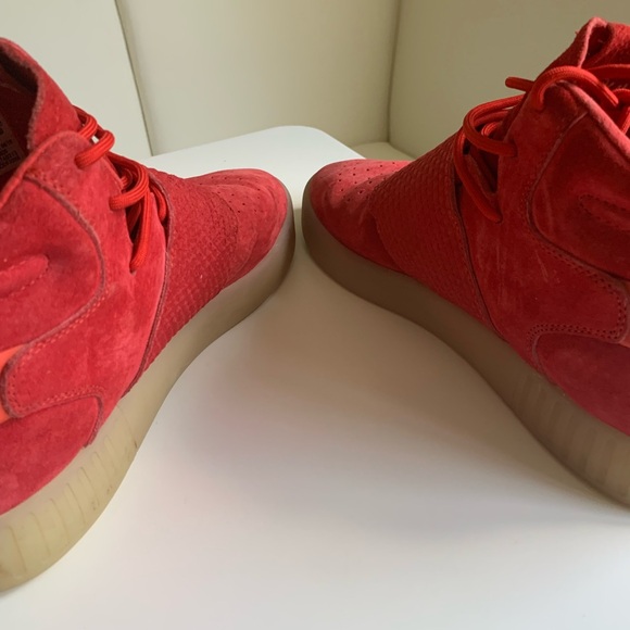 Adidas Originals Tubular Invader Strap Bb5039 Red Suede Gum Sole Mid Top size 9 - Picture 4 of 8